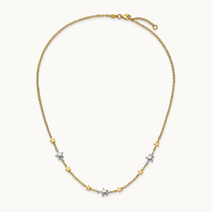Stars w/1in ext. Necklace, 14K Two-tone