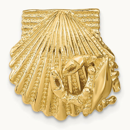 Scallop Shell with Crab Slide, 14K