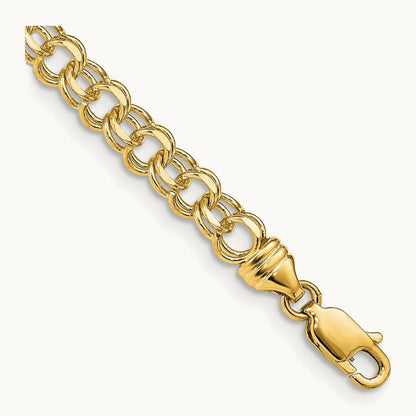 7in Solid Double Link Charm Bracelet — 14K Yellow Gold, 4.75mm