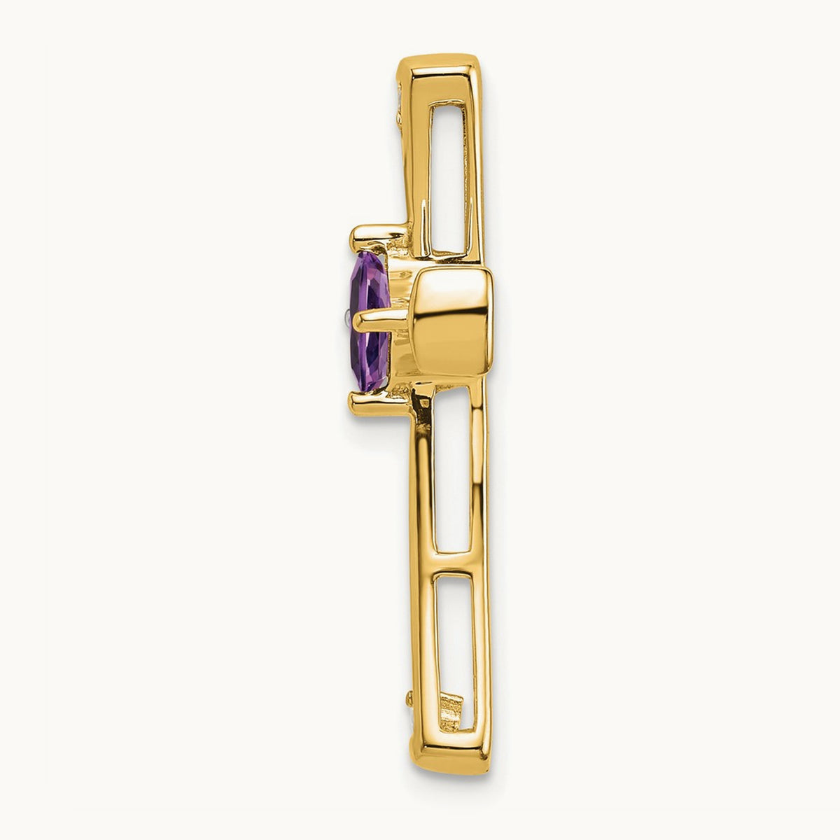Amethyst and Diamond Cross Chain Slide — 14K Yellow Gold