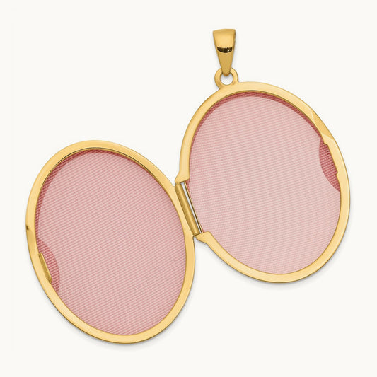 Oval Scroll Locket, 31mm, 14K Yellow Gold