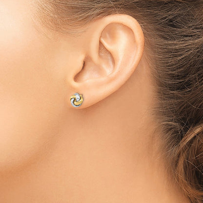 Polished Love Knot Post Earrings — 14K Two-Tone Gold, 8mm