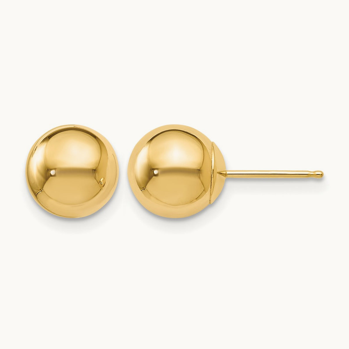 Polished Ball Post Earrings — 10K Yellow Gold, 8mm