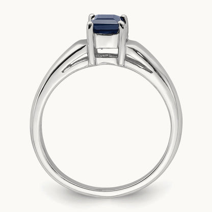 Princess Cut Sapphire ring, 4mm, 14K White Gold