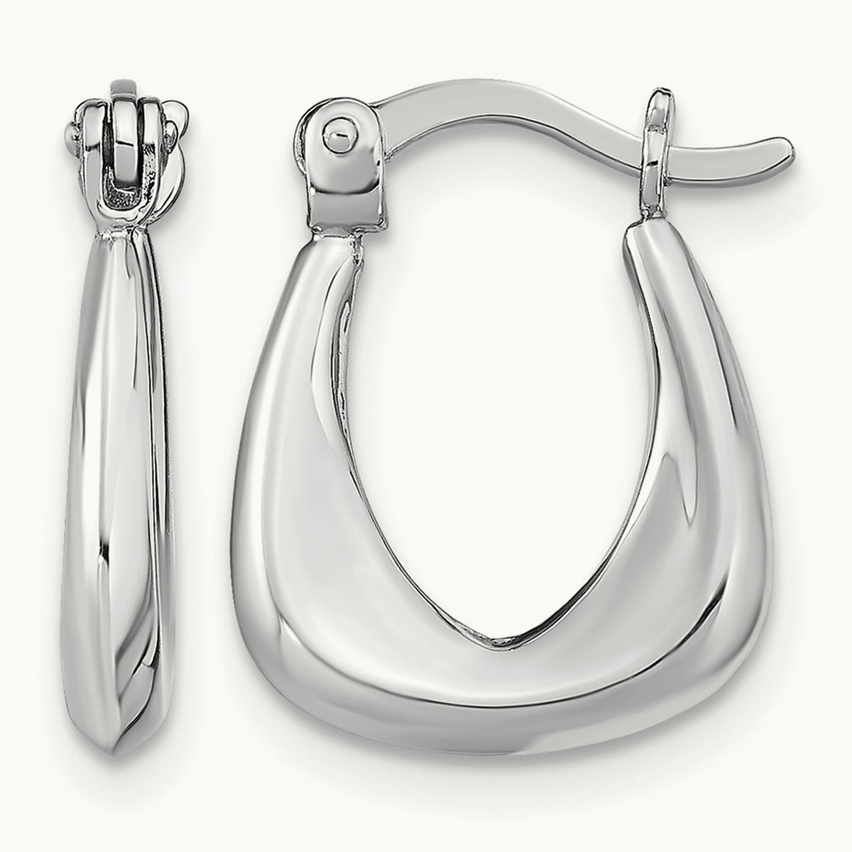 Rhodium-plated Huggie Earrings, Sterling Silver — Leslie's
