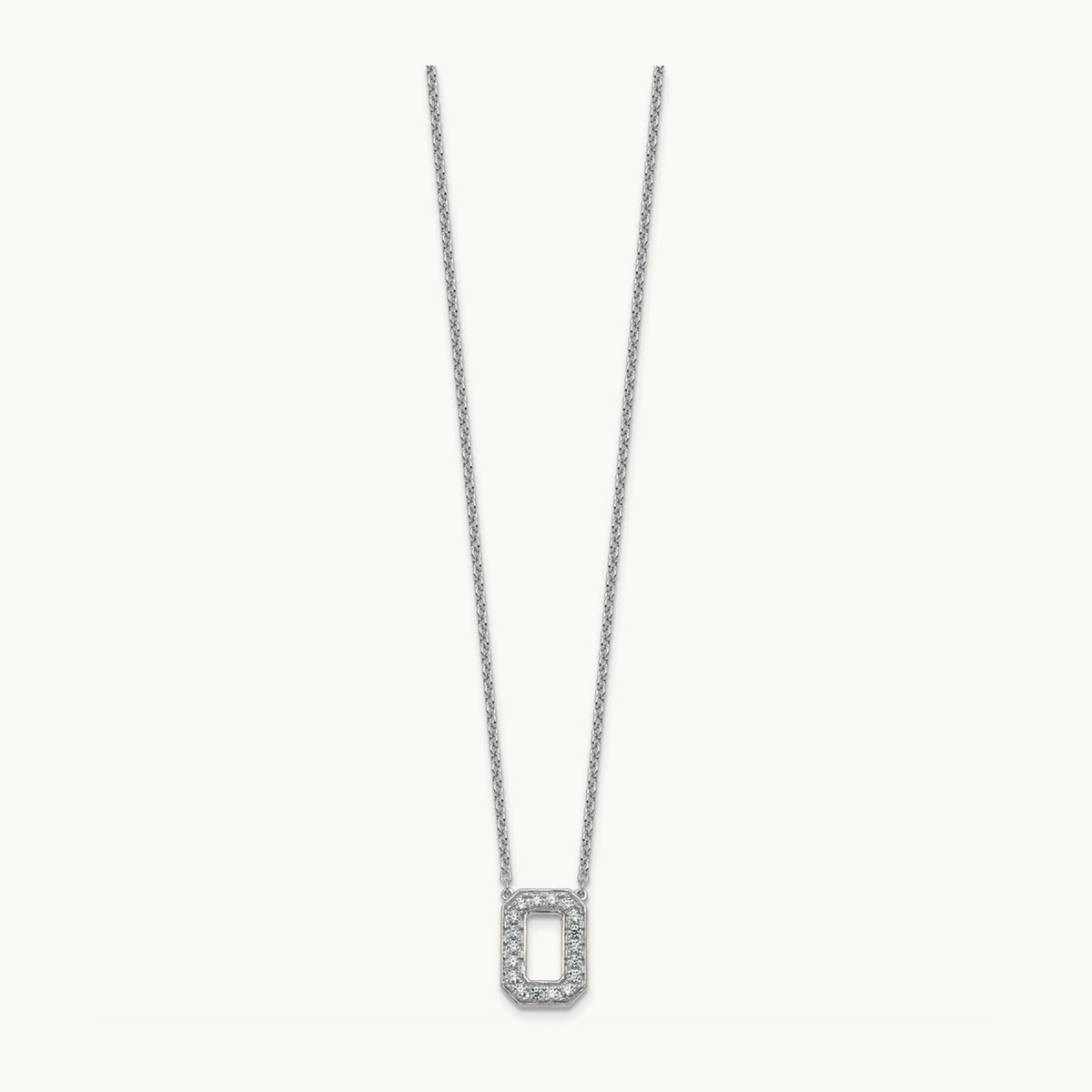 Initial Necklace — 14K White Gold, O, 1/3 ct