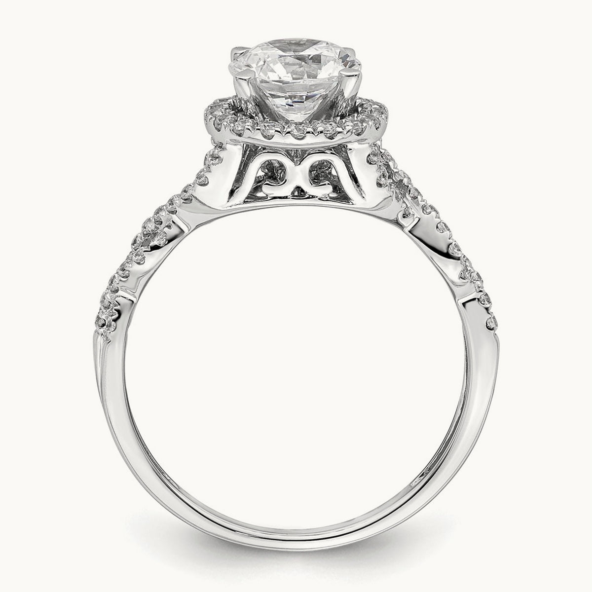 Vintage Round Halo Semi-Mount Engagement Ring, 0.25 ct tw