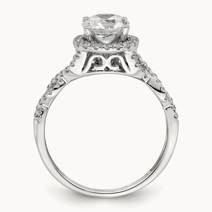 Vintage Round Halo Semi-Mount Engagement Ring, 0.25 ct tw