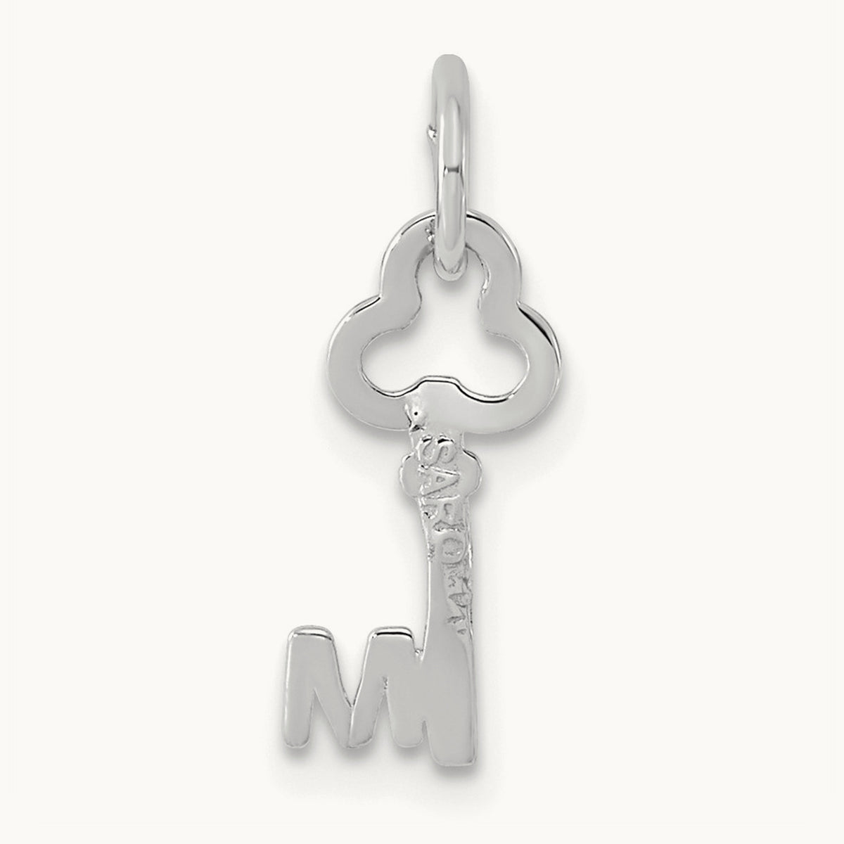 Key Initial Charm — 14K White Gold, M
