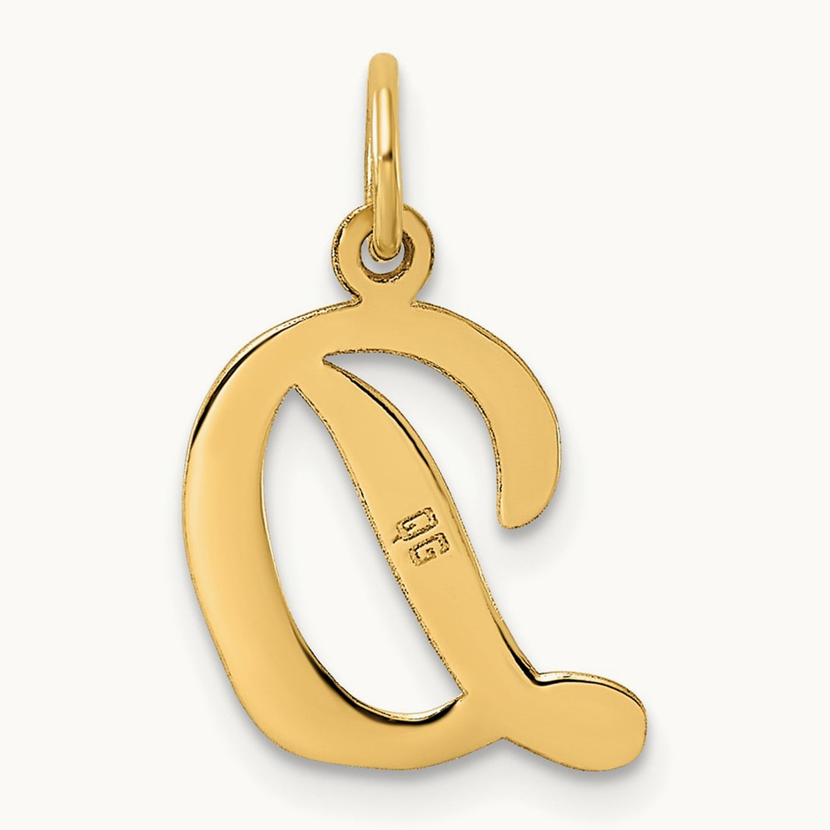 Medium Script Initial Charm — 14K Yellow Gold, D