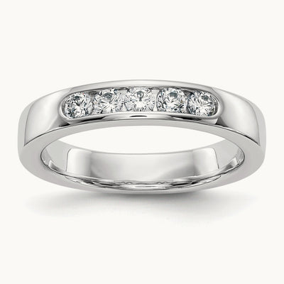5-Stone Diamond Channel Band, 14K White Gold