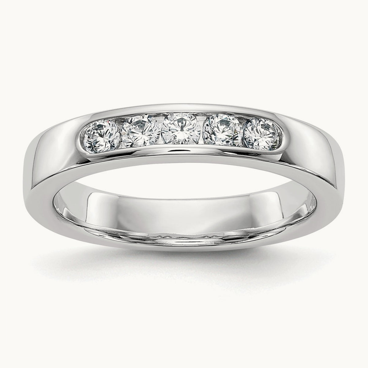 5- Stone Closed Channel Band Mounting, 2.6mm, 14K White Gold