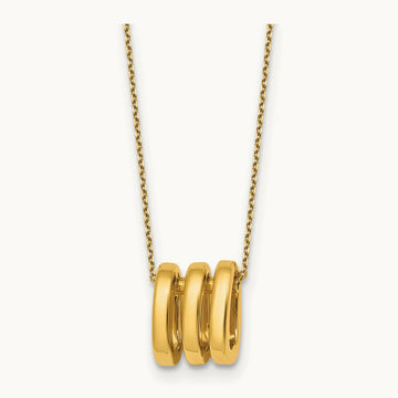 Polished 3 Oval Rings 16in With 2in Ext Necklace, 14K