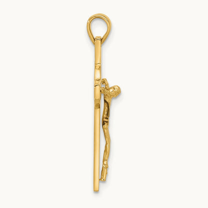 Polished Crucifix and St Benedict Pendant, 14K