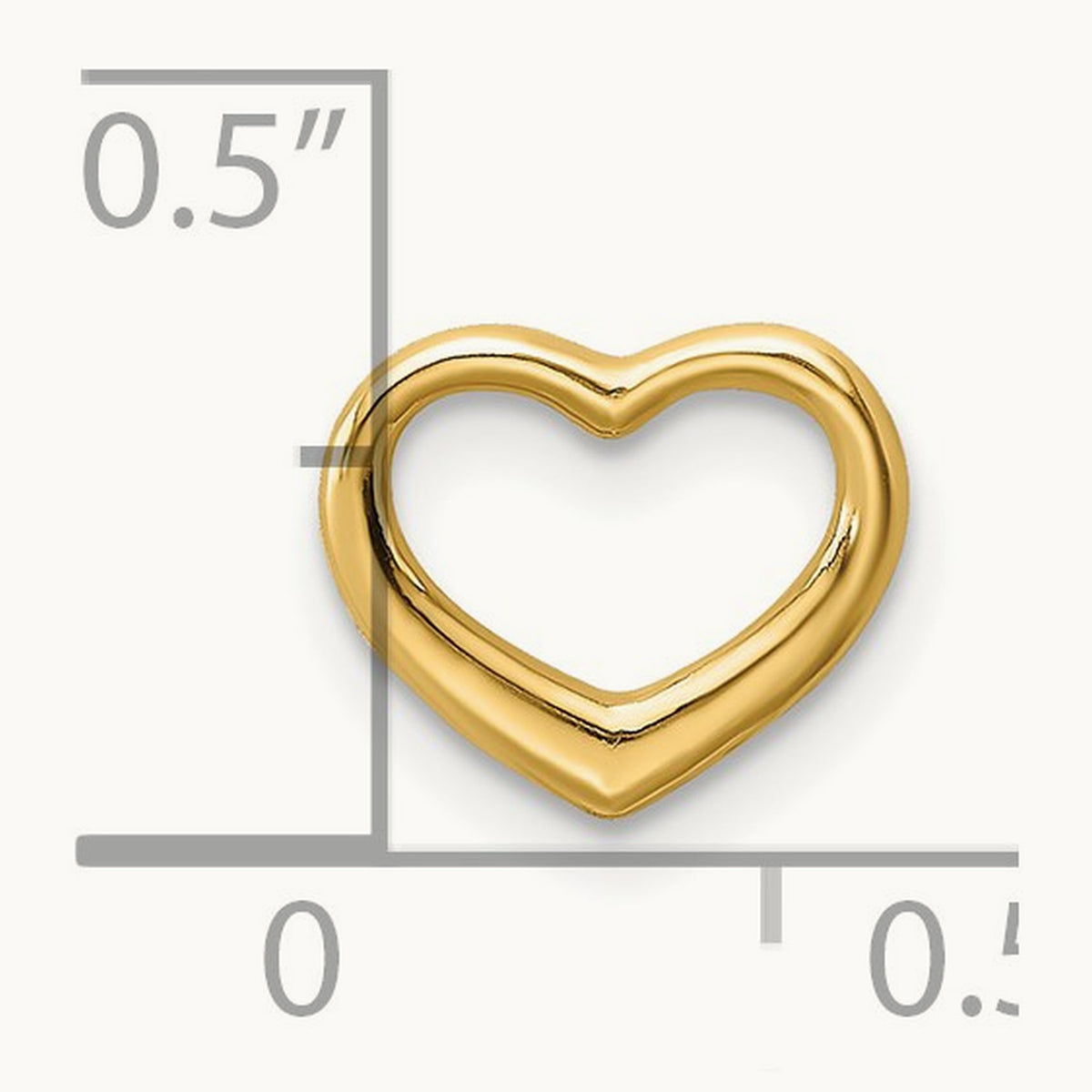 Polished Mini Floating Heart Slide — 14K Yellow Gold