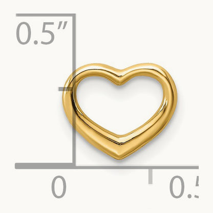 Polished Mini Floating Heart Slide — 14K Yellow Gold