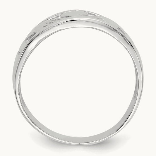 Women's Claddagh Band — 14K White Gold