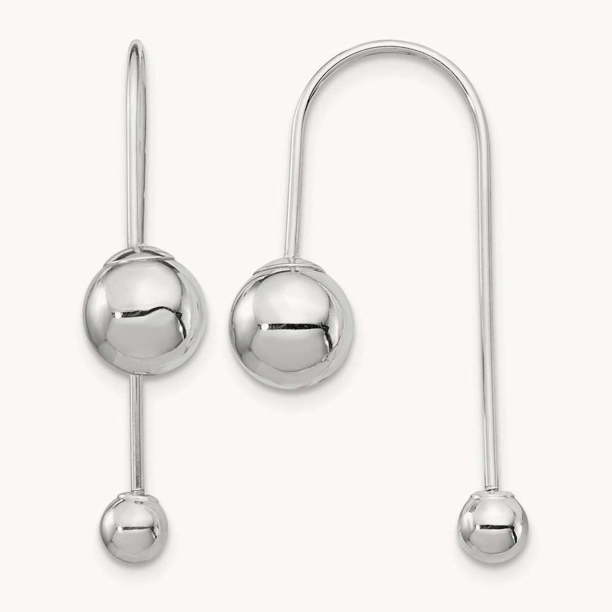 Bead w/Screw End Threader Earrings, 14K White Gold