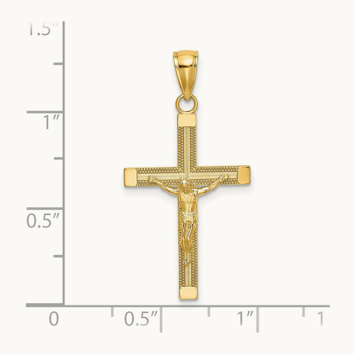 Polished and Textured Crucifix Charm, 14K
