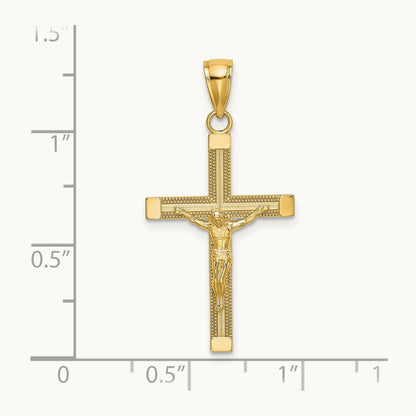Polished and Textured Crucifix Charm, 14K