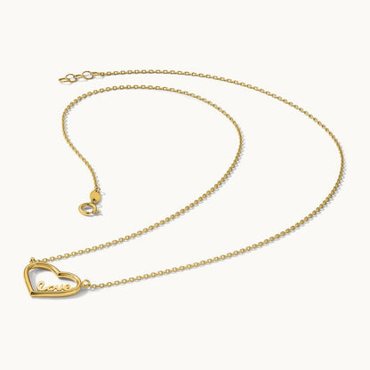 Polished Open Heart LOVE 17IN Plus .5 IN Ext. Necklace, 14K