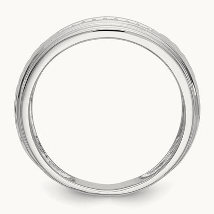 Diamond Trio Men's Wedding Band, 14K White Gold