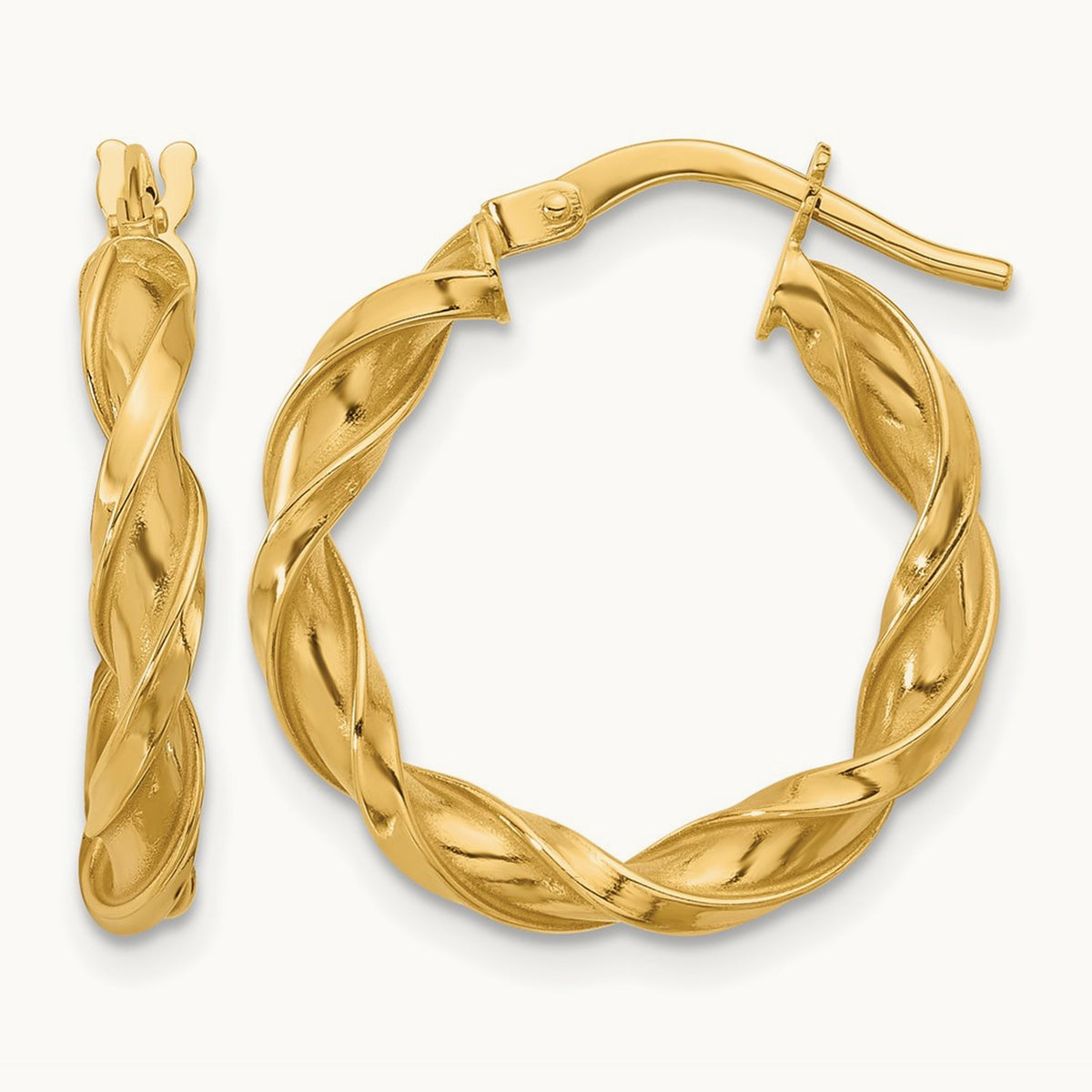 Polished Twisted Hoop Earrings, 3.25mm wide — Leslie's in 14K Yellow Gold