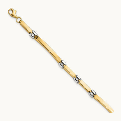 Polished Fancy Link Bracelet, 14K Two-tone