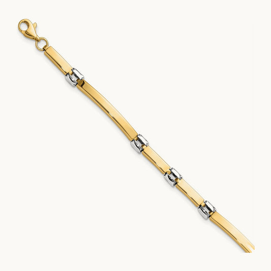 Polished Fancy Link Bracelet, 14K Two-tone