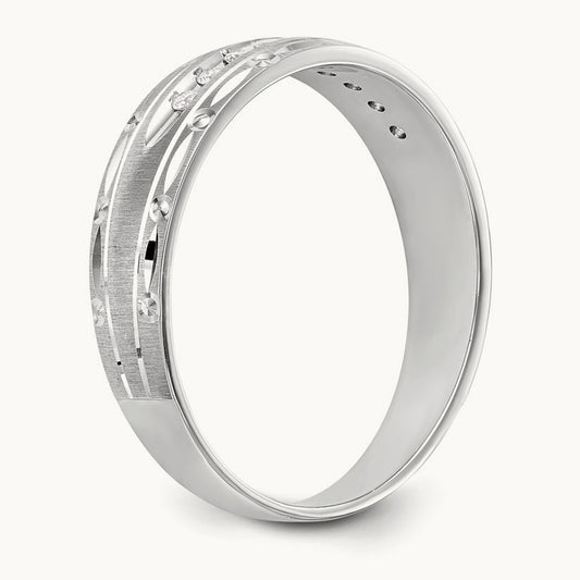 AA Quality Trio Mens Complete Wedding Band, 14K White Gold