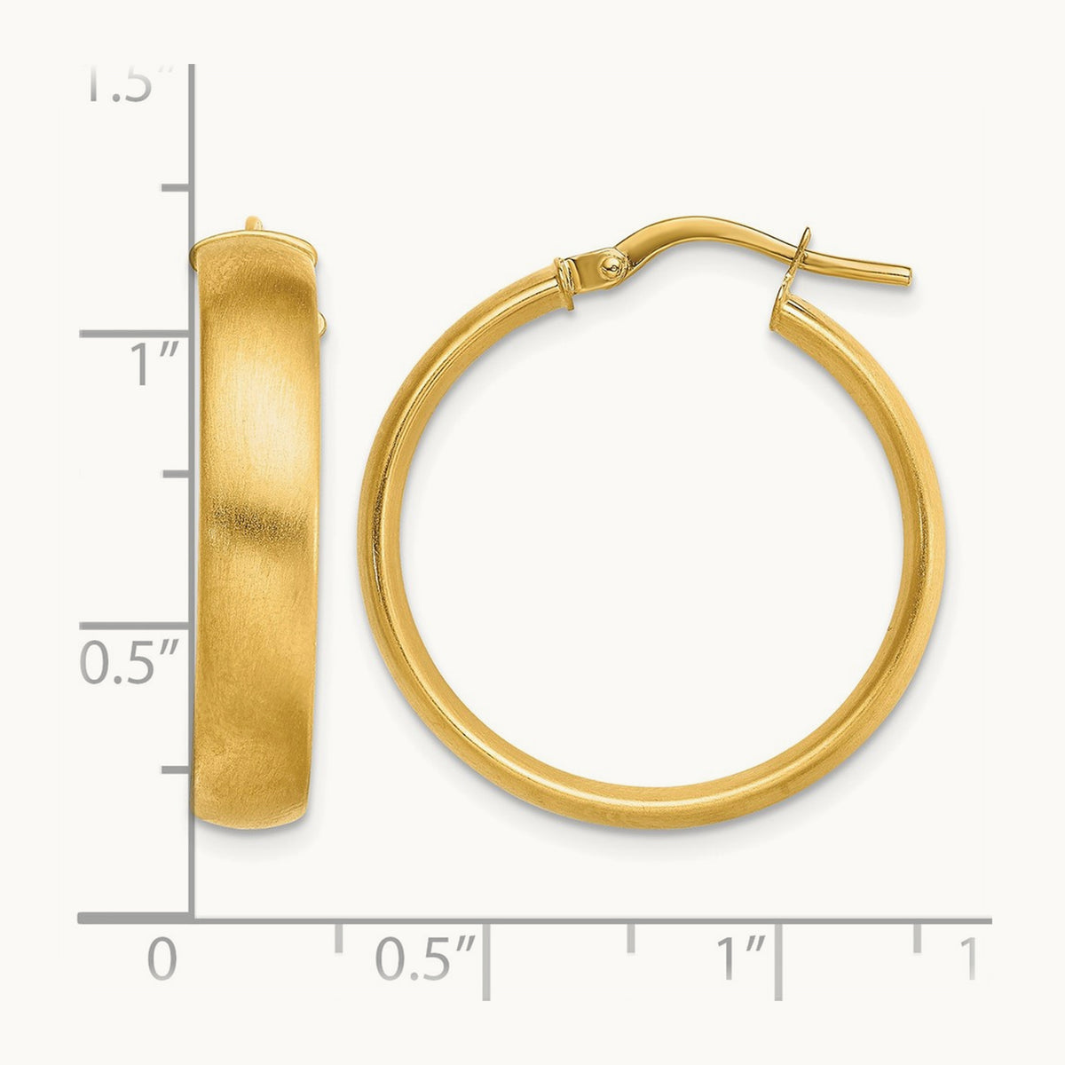 Medium x5mm Satin Hoop Earrings, 14K