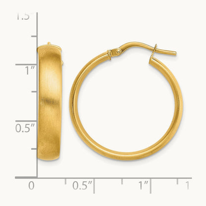 Medium x5mm Satin Hoop Earrings, 14K
