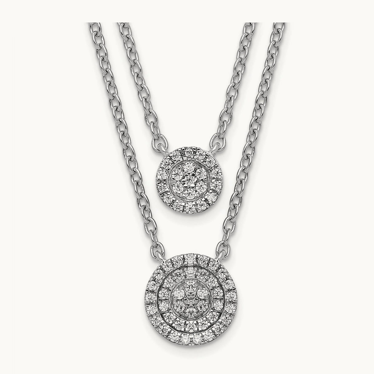 Double Strand 18in Necklace, 14K White Gold