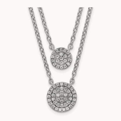 Double Strand 18in Necklace, 14K White Gold