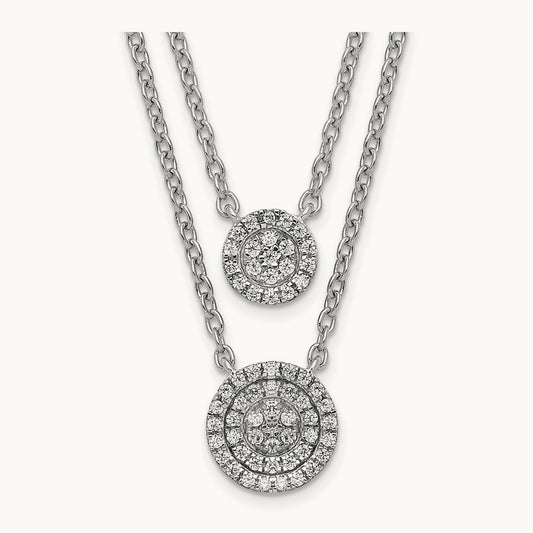 Double Strand 18in Necklace, 14K White Gold