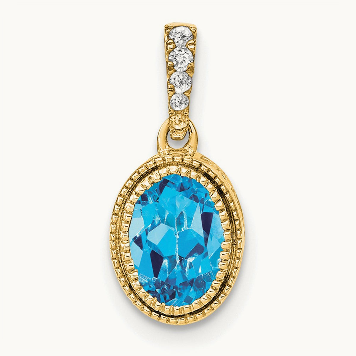 Oval Blue Topaz and Diamond Pendant — photo set