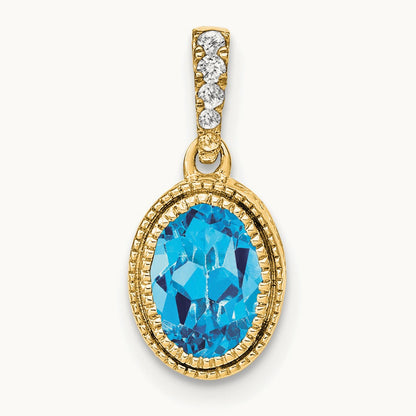 Oval Blue Topaz and Diamond Pendant — photo set