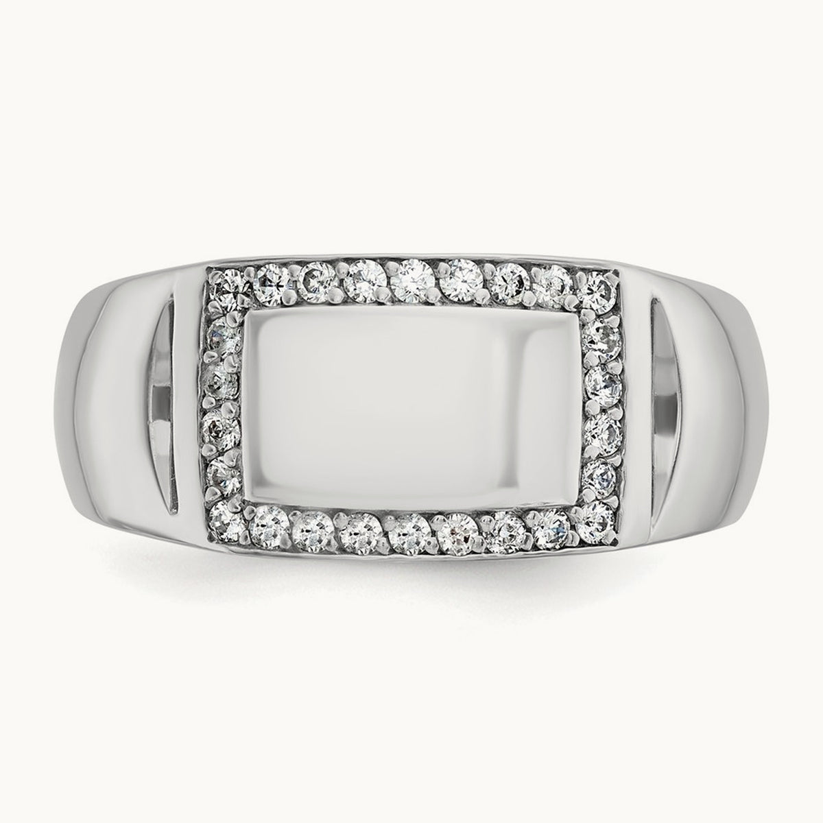 IBGoodman Men's Polished Diamond Rectangle Ring, 14K White Gold