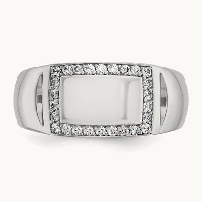 IBGoodman Men's Polished Diamond Rectangle Ring, 14K White Gold