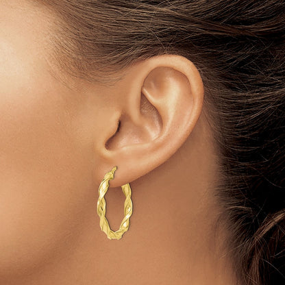 Polished Twisted Hoop Earrings — 10K Yellow Gold
