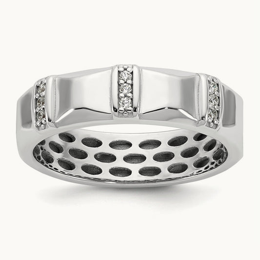 IB Goodman Mens Satin Complete 1/15ct Diamond Ring, 14K White Gold