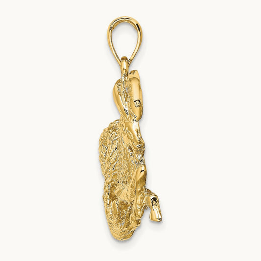 Large Capricorn Zodiac Charm, 14K