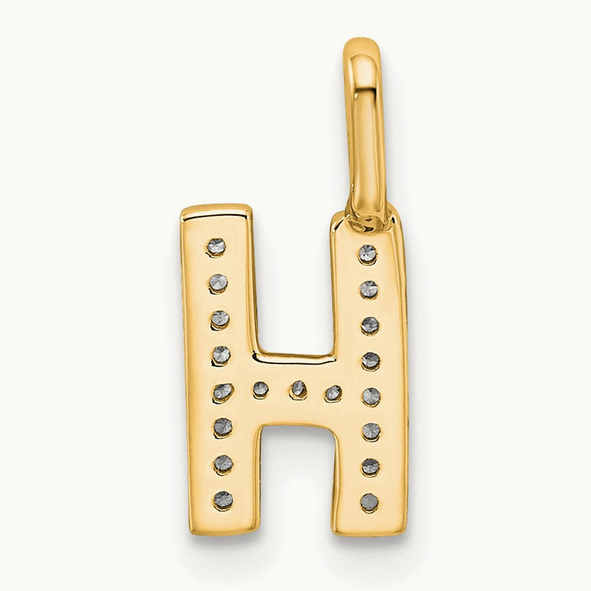 Diamond Letter H Initial Pendant, 14K Gold