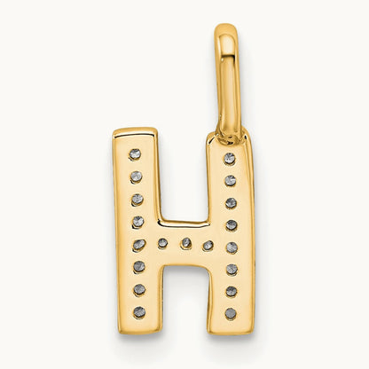 Diamond Letter H Initial Pendant, 14K Gold