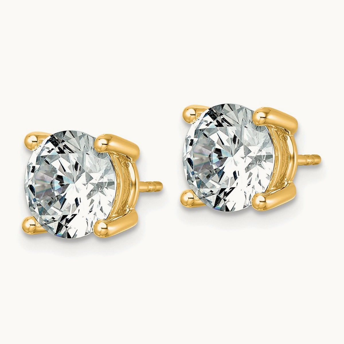 Round Lightweight Earrings, 0.25-6.00 ct tw Lab-Grown Diamond — 6 ct, 14K Yellow Gold
