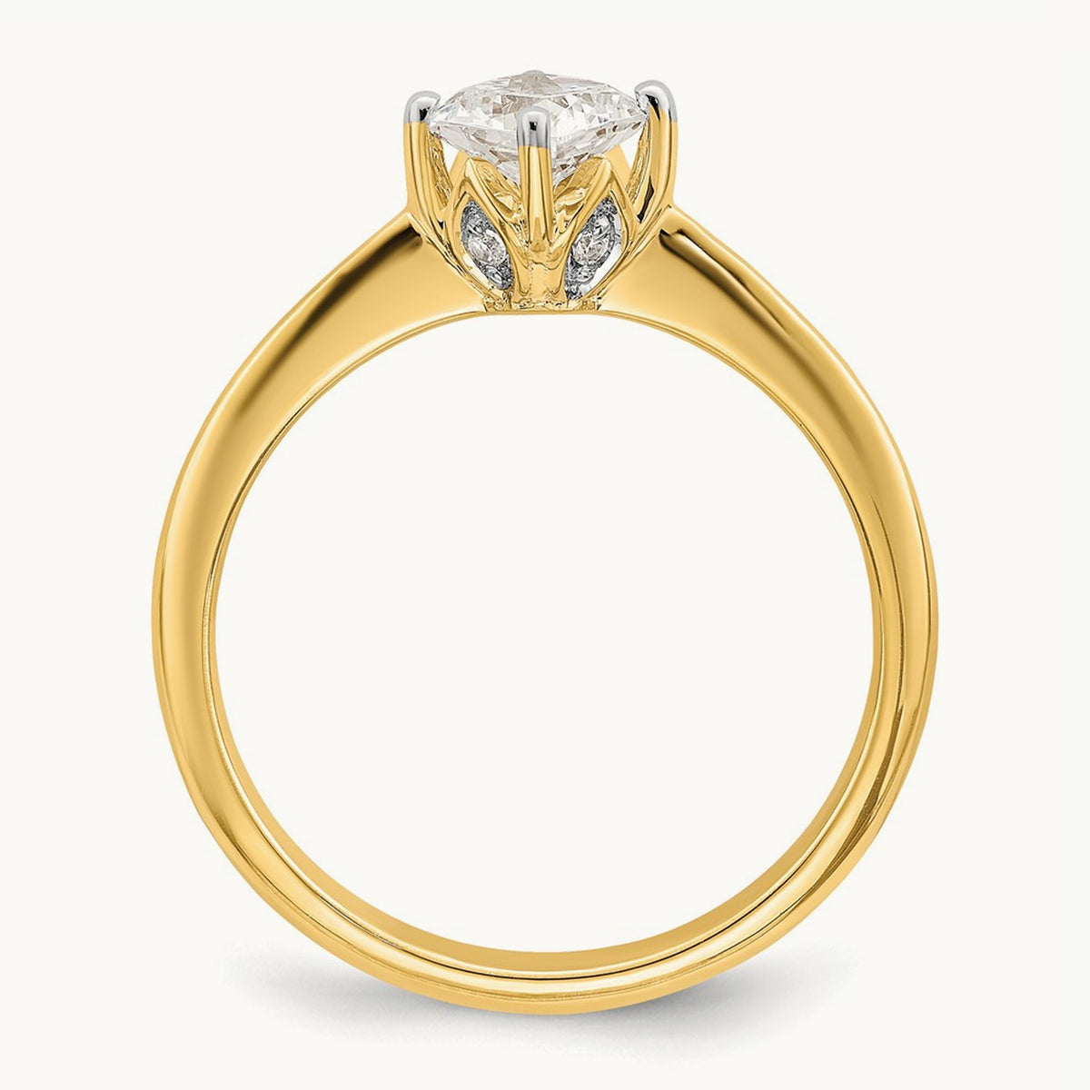 Polish Cushion Leaf Design Semi-Mount Ring — 3/4 ct, 7