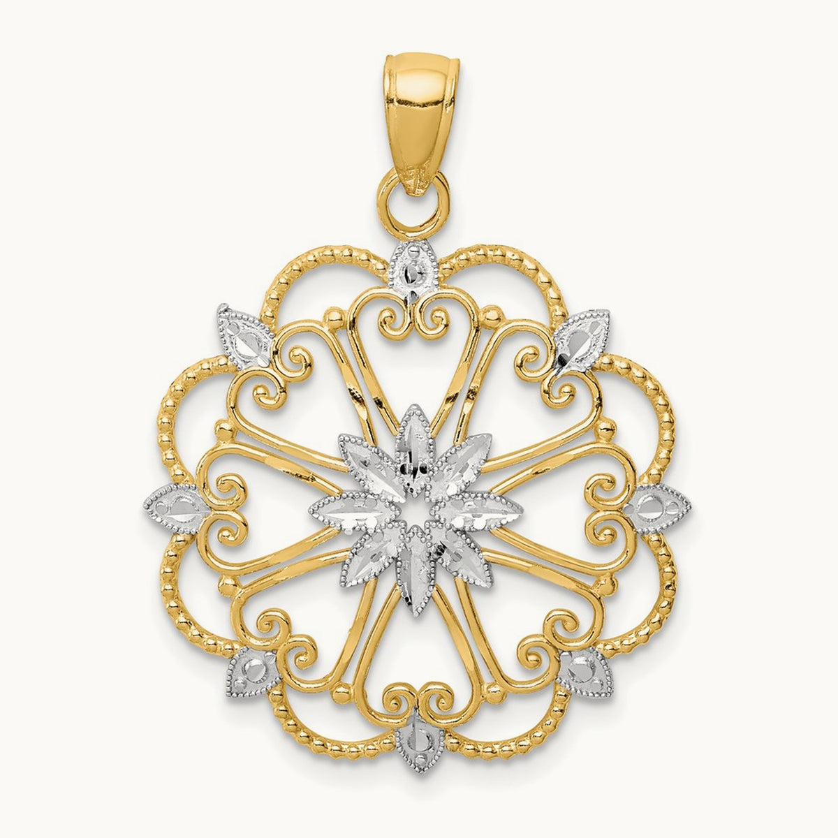 Starburst Pendant, 14K with Rhodium