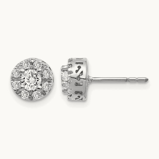 Diamond Semi-mount Stud Earrings, 14K White Gold