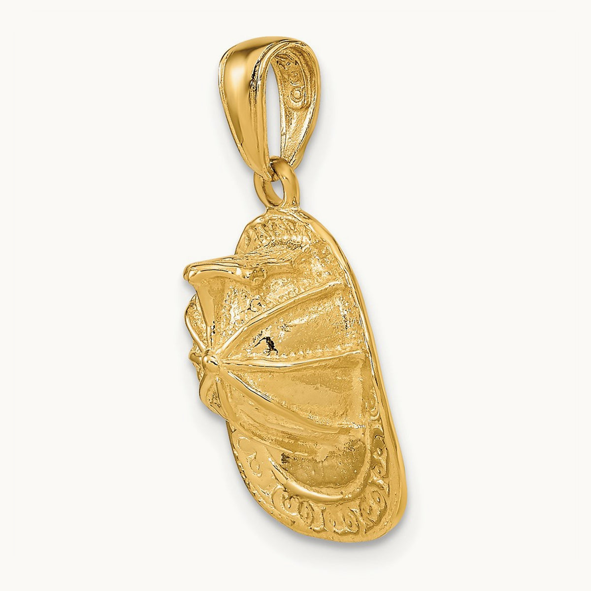 3-D Firefighter Hat Pendant, 14K