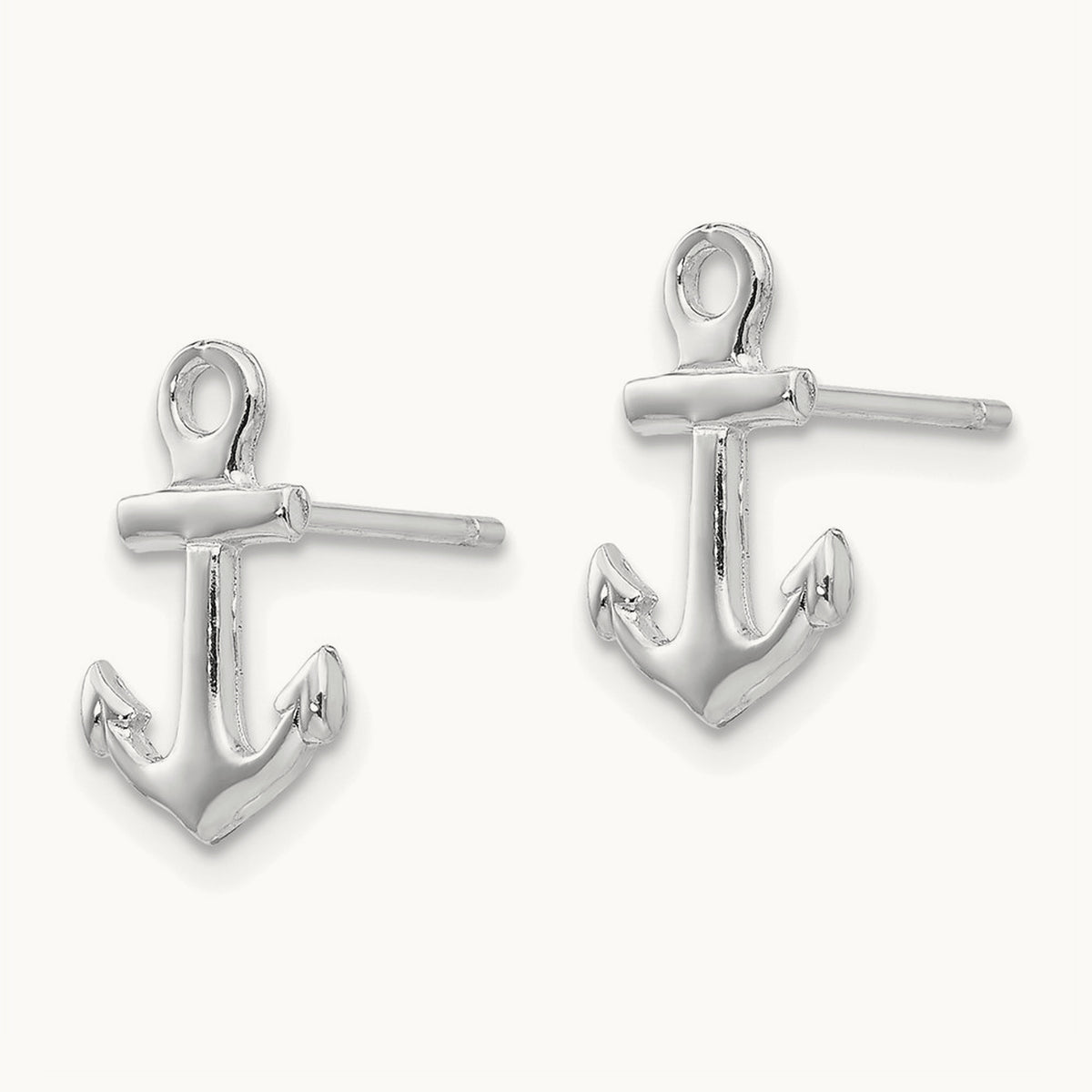 Anchor Post Earrings — 14K White Gold